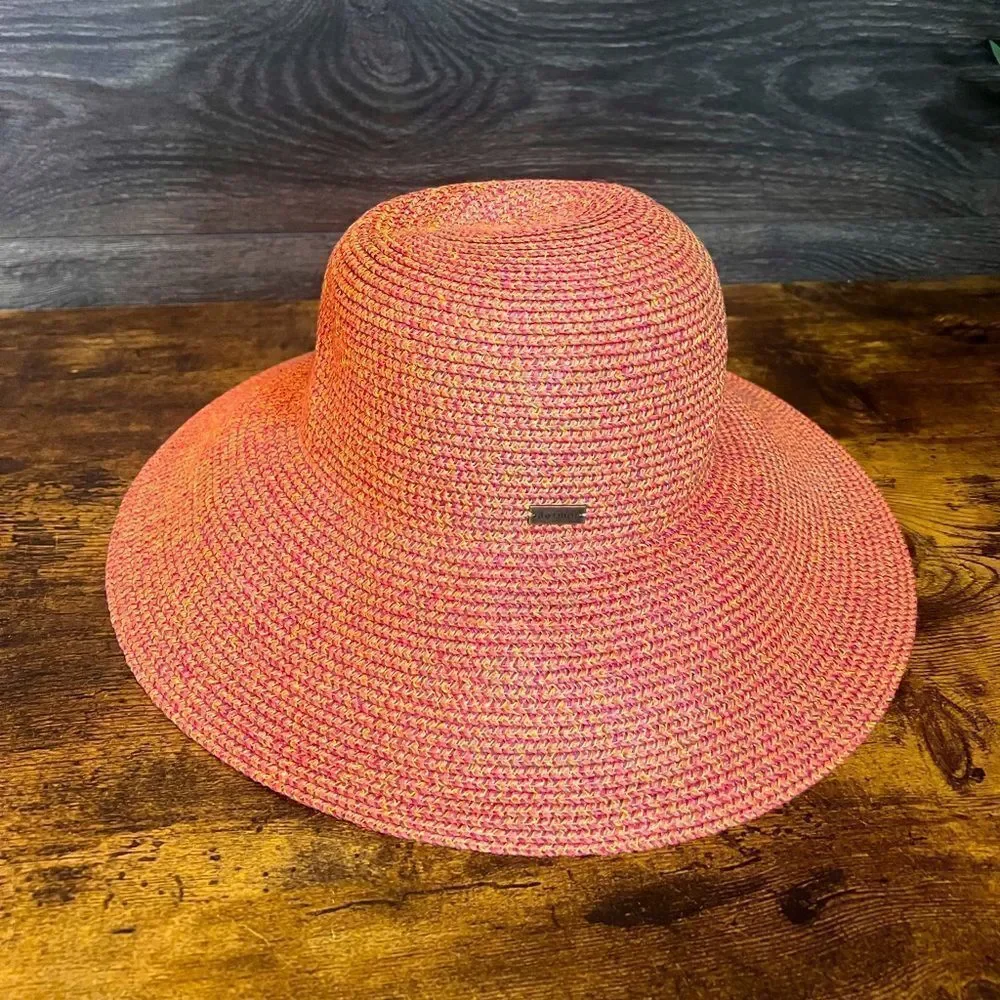 Betmar Gossamer Packable Straw Sun Hat, Tropical Multi (Coral/Purple/Yellow) NWT - Picture 5 of 13